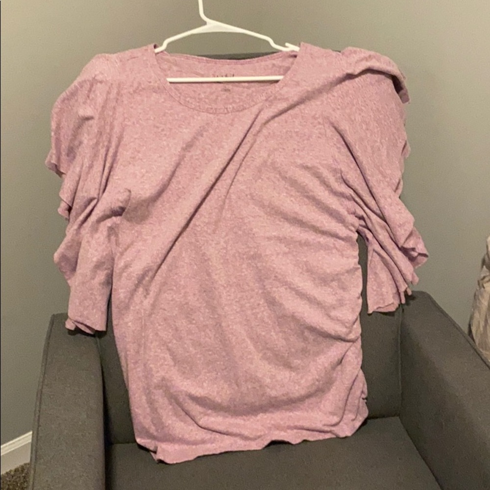 Purple Flutter Sleeve Maternity Top